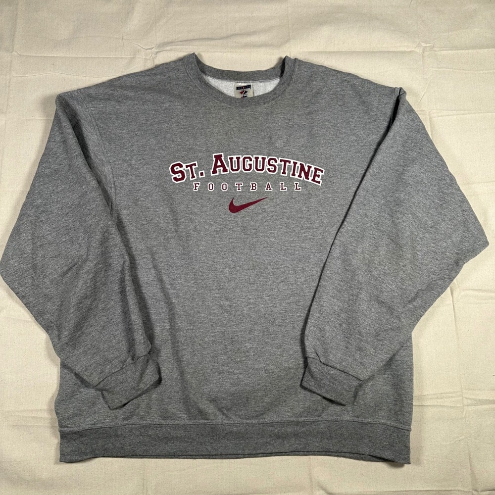Jerzees St Augustine Football Sweatshirt XL Gray NuBlend Crewneck Maroon Swoosh